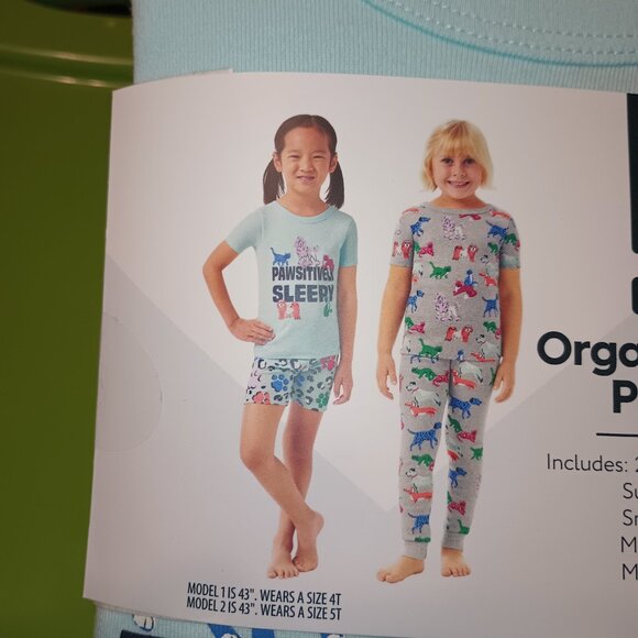 NEW Member's Mark Girls 4 Piece Organic Cotton Pajama Set Dogs & Cats - Picture 7 of 10